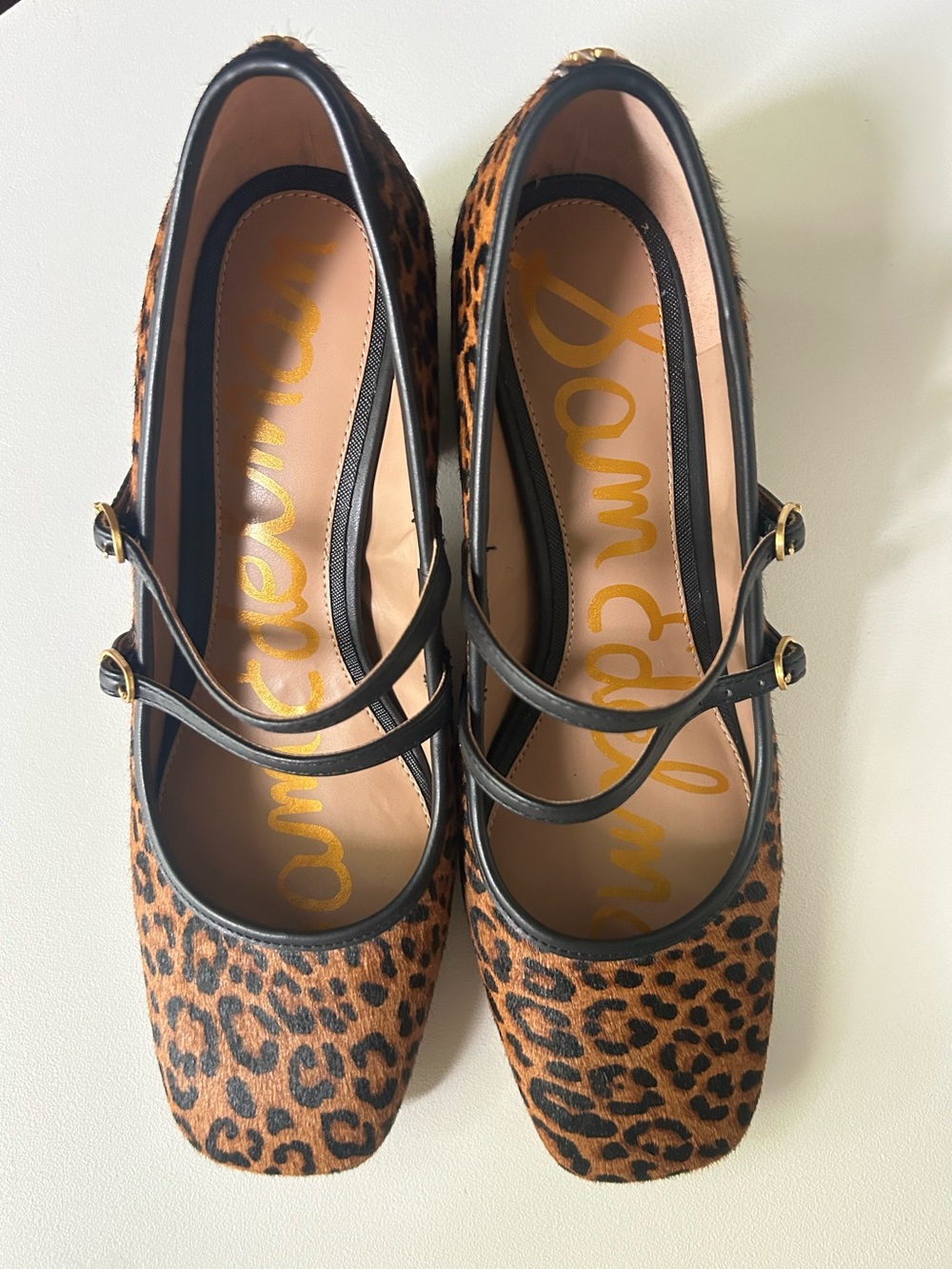 Sam Edelman Sarah Leopard Print Calf Hair Mary Jane Block Heels Size 8.5 - Picture 2 of 11